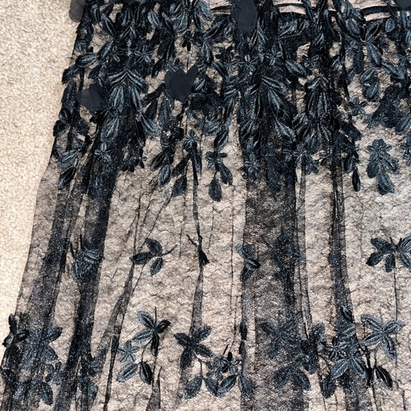 Dress the Population Anabel Embroidered Bustier Floral Sheer Lace Gown Black XXS - Picture 9 of 15